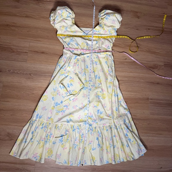 LoveShackFancy x Target Puff Sleeve Dress Yellow Floral Cottage Size 12 - Picture 13 of 13